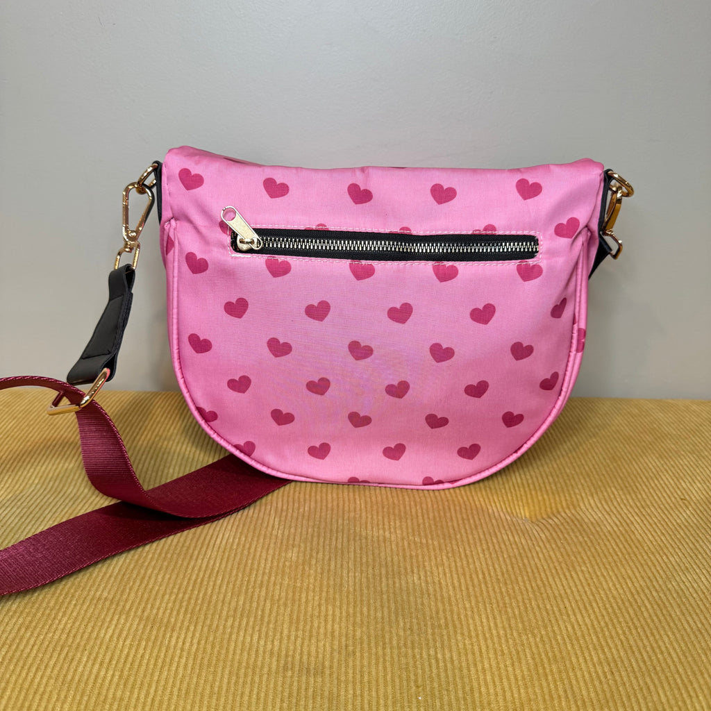 The Roni Nylon Crossbody - Light Pink Hearts