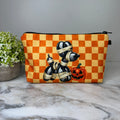 Pouch - Halloween Fall - Orange Check Mummy Balloon Dog