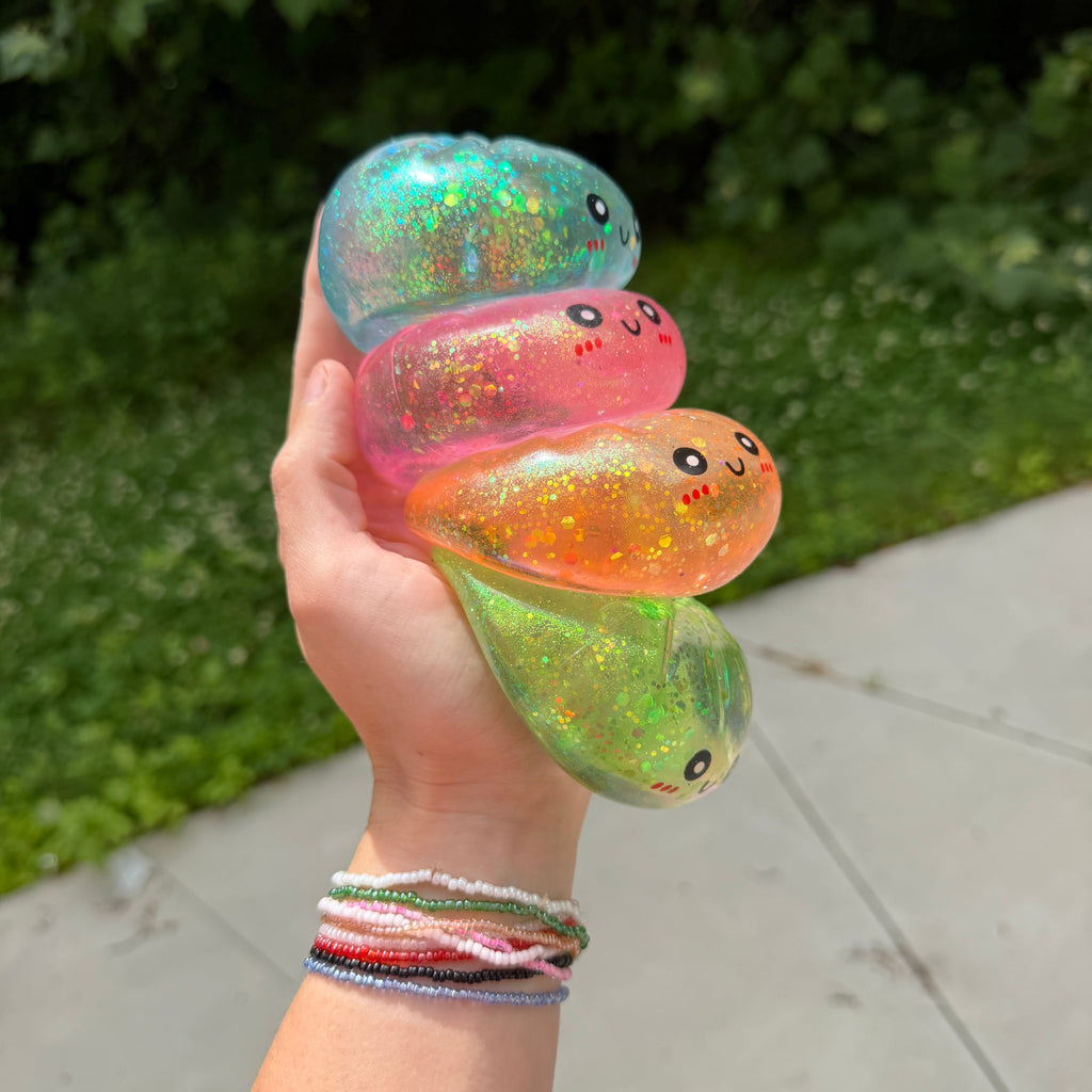 Squishy Toy - Viral Dumpling, Slow Rise Glitter #2 - Blue