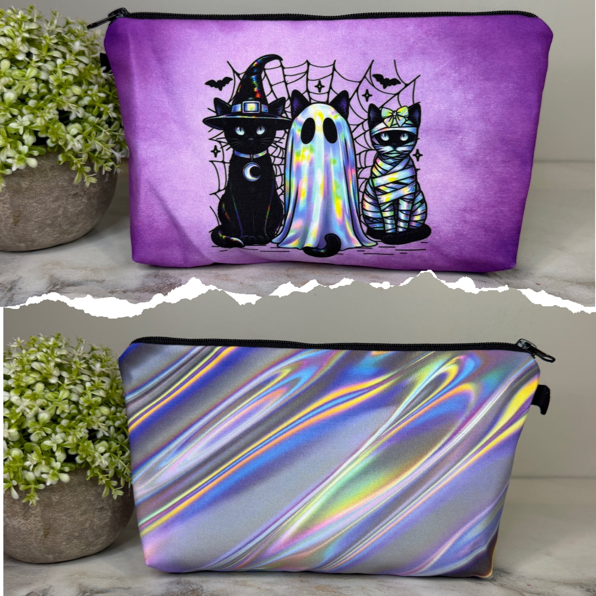 Pouch - Halloween Fall - Holographic Cat Ghost
