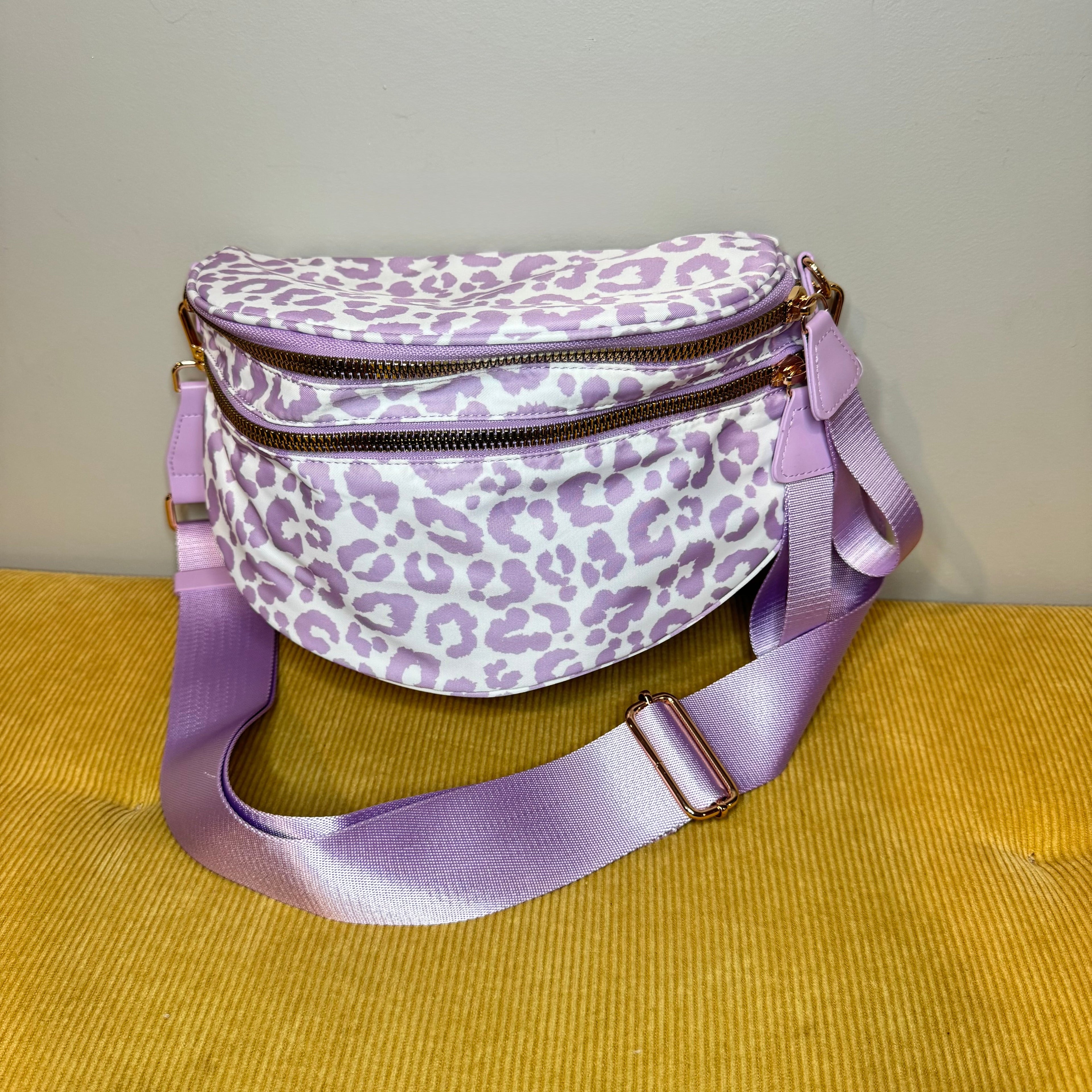 The Roni Nylon Crossbody - Animal Print Light Purple
