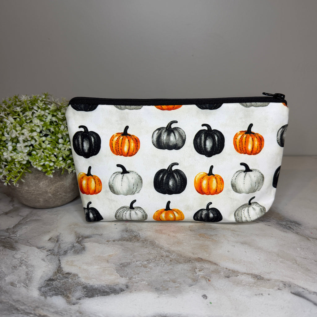 Pouch - Halloween Fall - Black Grey Orange Pumpkin