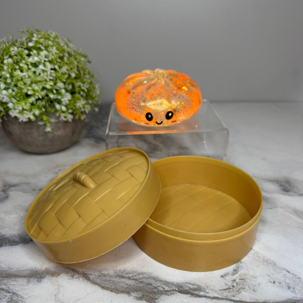 Squishy Toy - Viral Dumpling, Slow Rise Glitter - Orange
