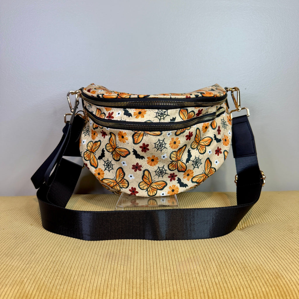 The Roni Nylon Crossbody - Halloween Fall Spiderweb Butterfly