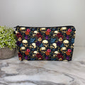 Pouch - Halloween Fall - Skull Floral Purple Blue Maroon
