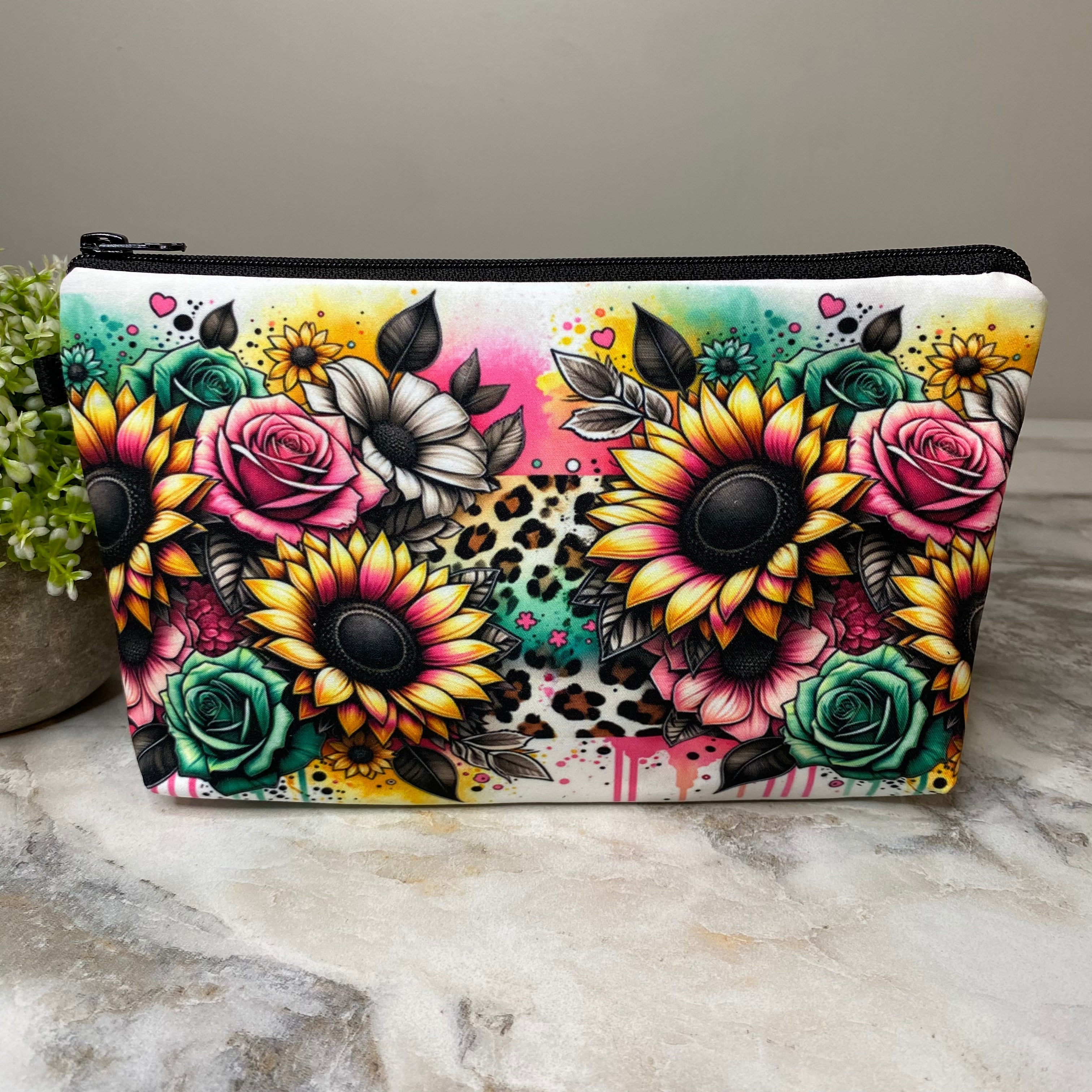 Pouch - Floral, Spray Paint Animal Print