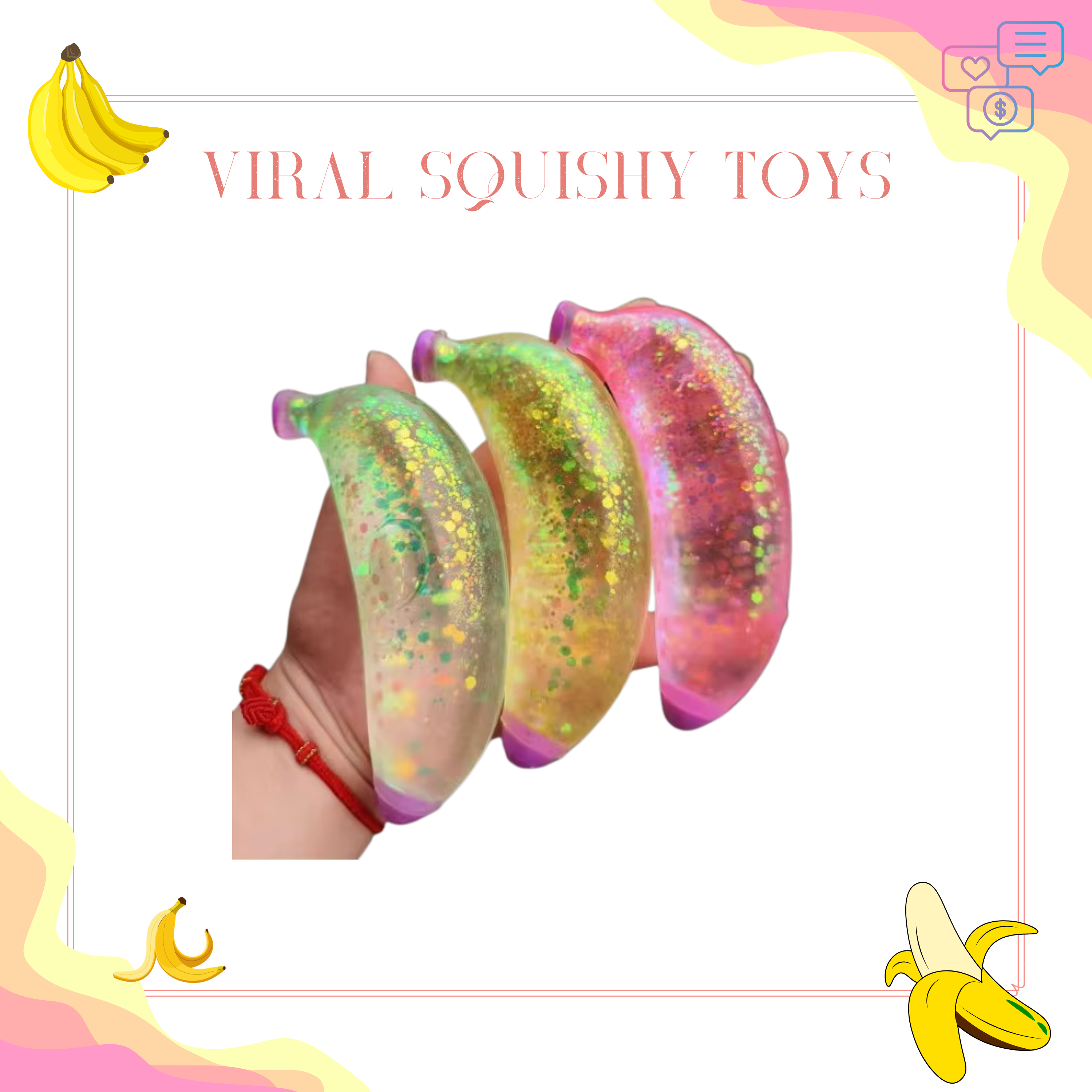 Squishy Toy - Glitter Banana - PREORDER